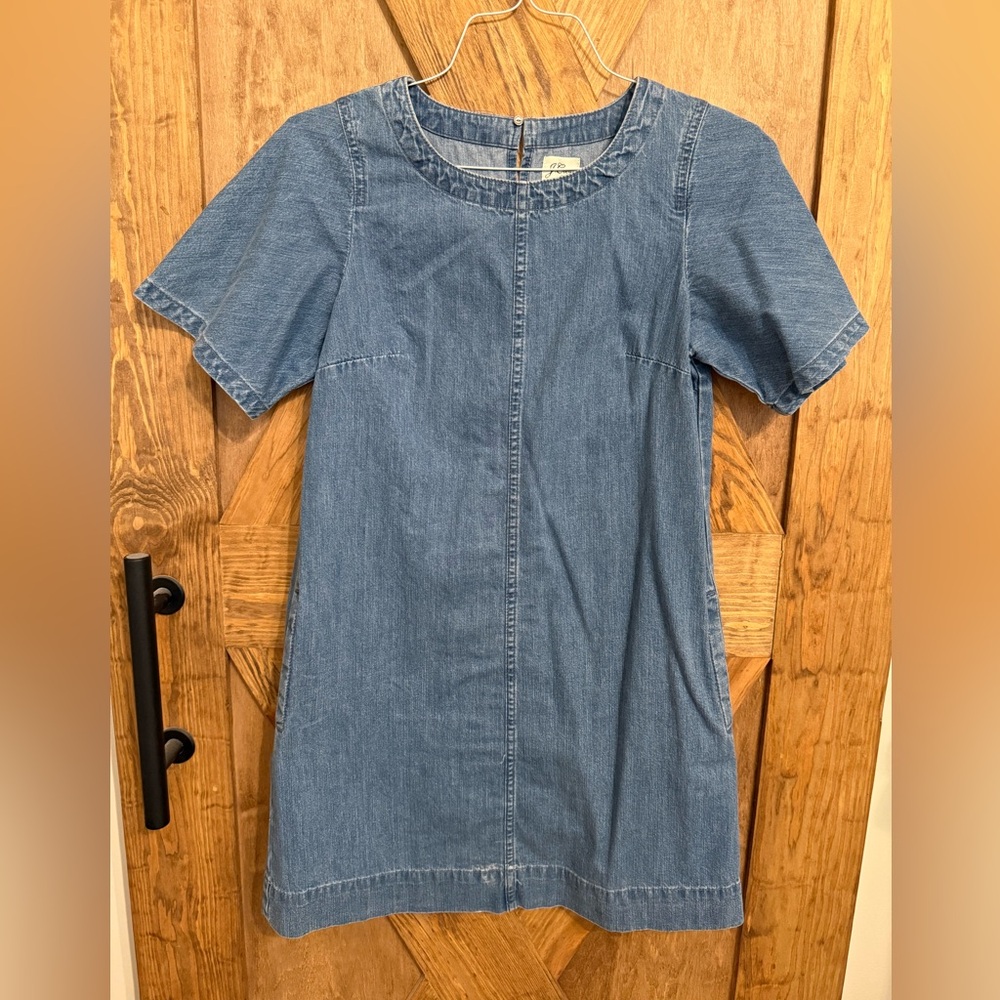 J. Crew Denim Short-Sleeve Shift Dress in Blue